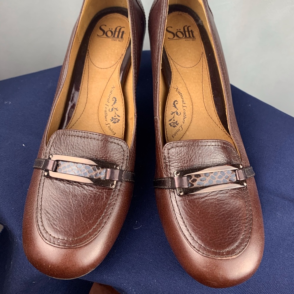 Söfft Odion Mahogany and Snake Print Heels